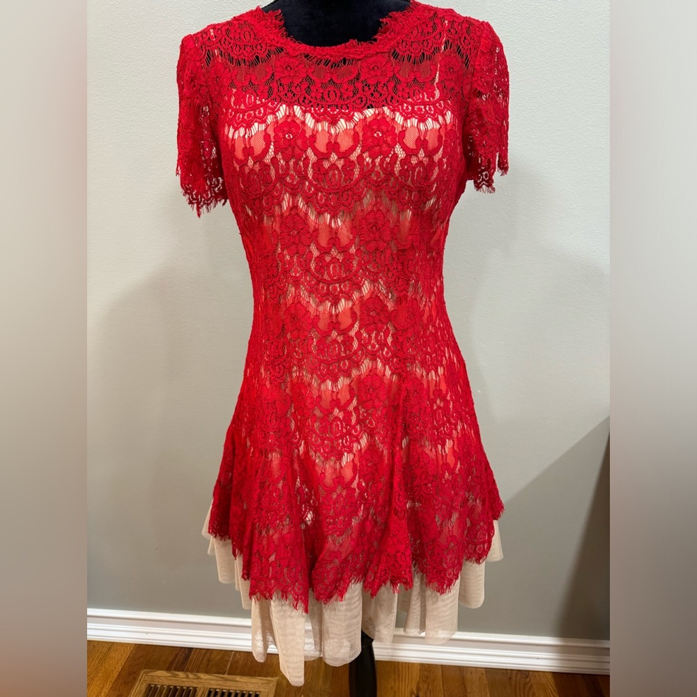 Red Tulle Lace Dress
